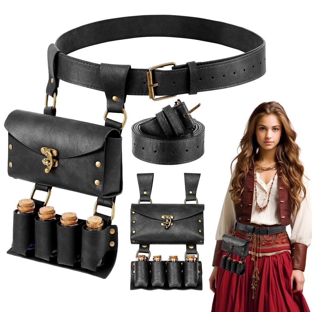 9725 Renaissance Belt Pouch with Potion Bottles Halloween Medieval Costume
